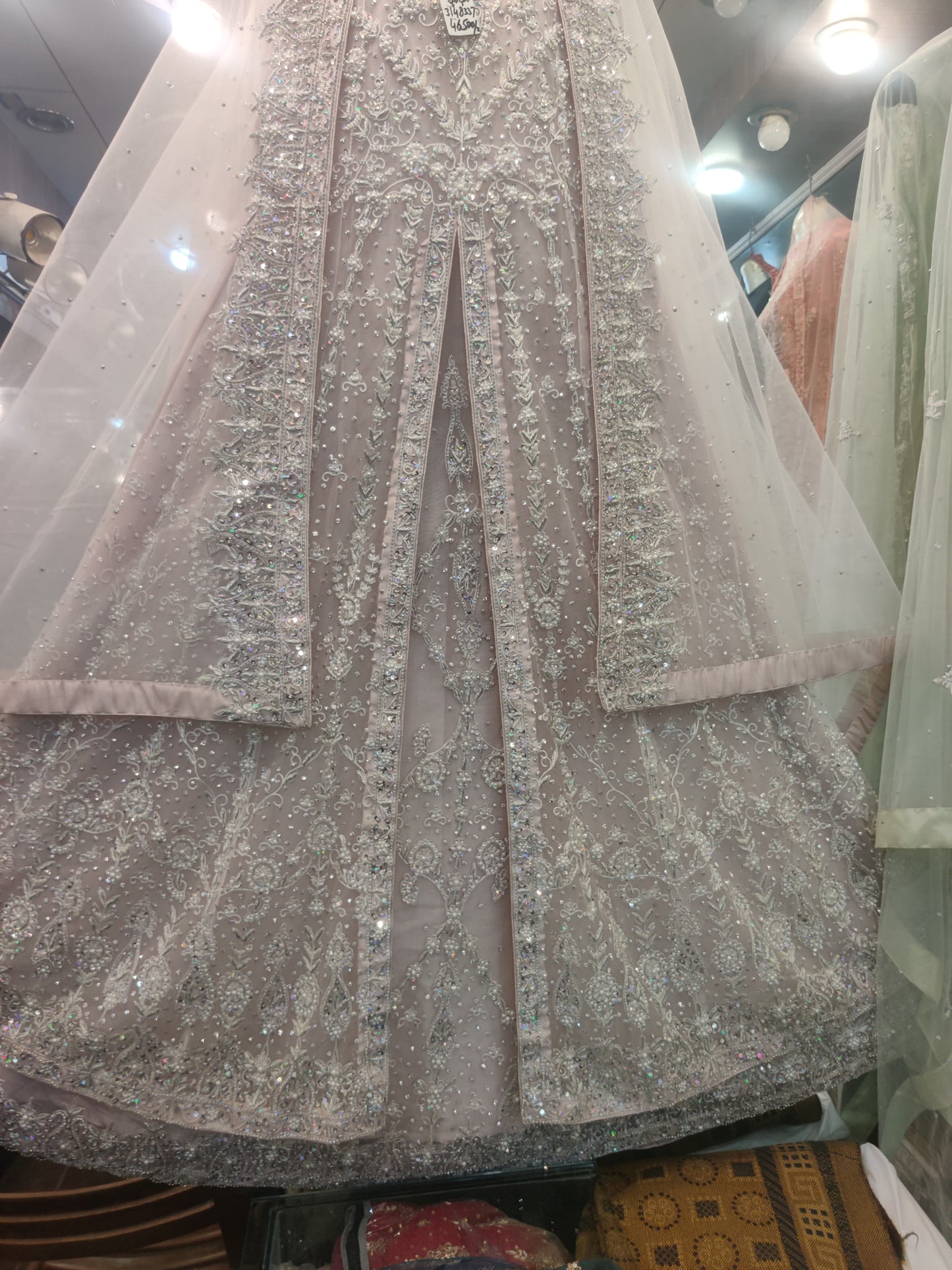 Luxury Hand-Embellished Maxi – Blush Pink Bridal/Party Wear