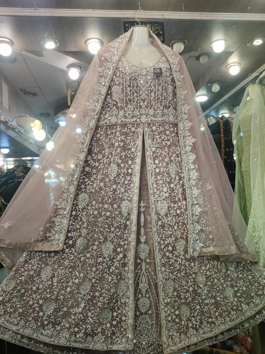 Luxury Hand-Embellished Maxi – Blush Pink Bridal/Party Wear