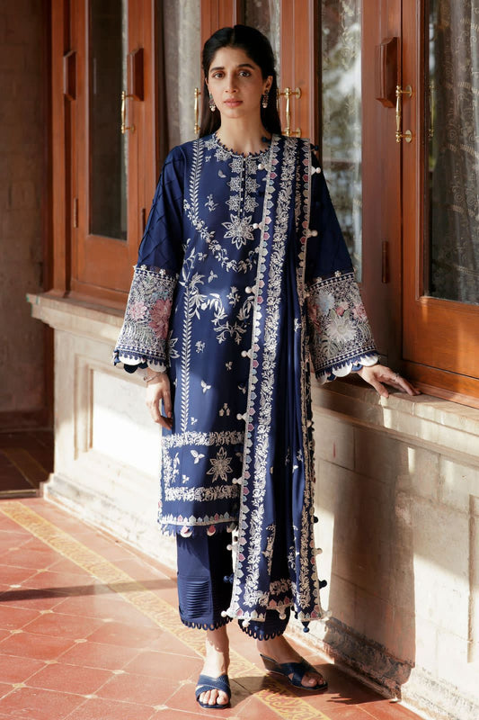 Navy Blue Embroidered Tunic Set