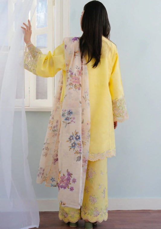 Yellow Floral Embroidered Tunic Set