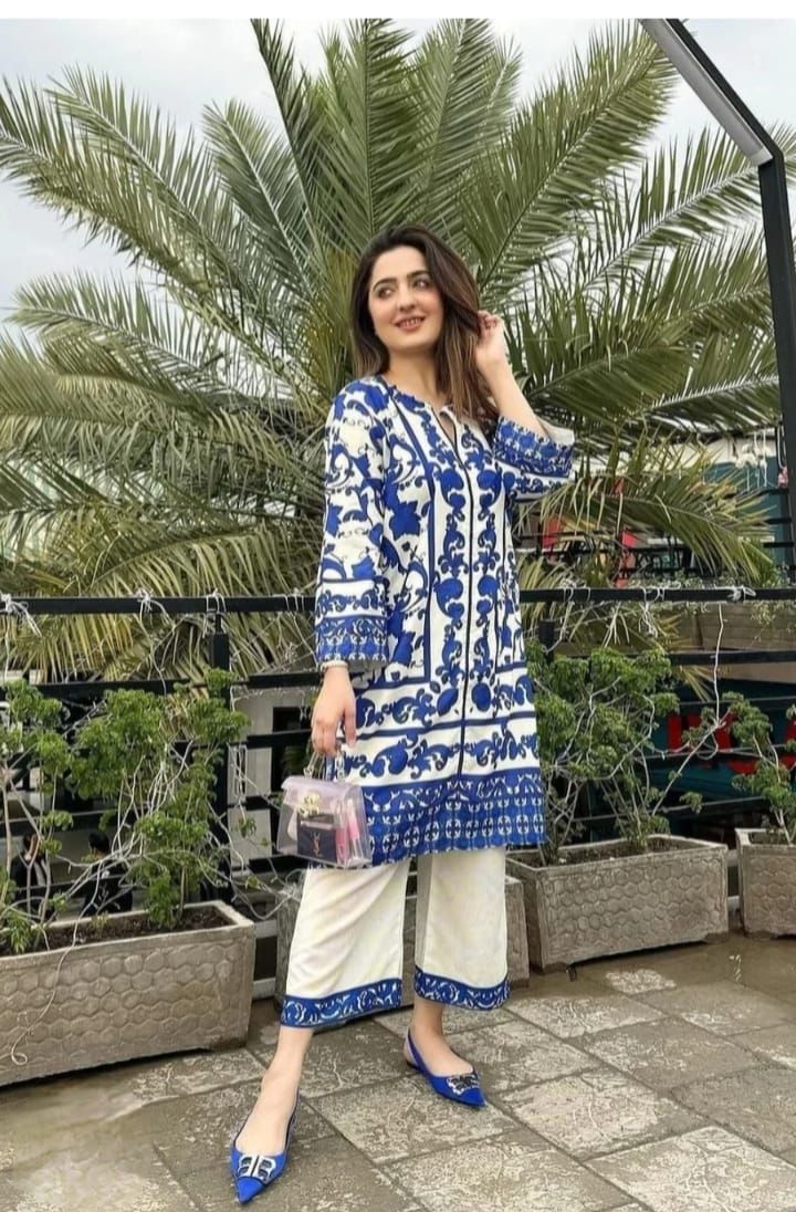 Blue Floral Tunic Set