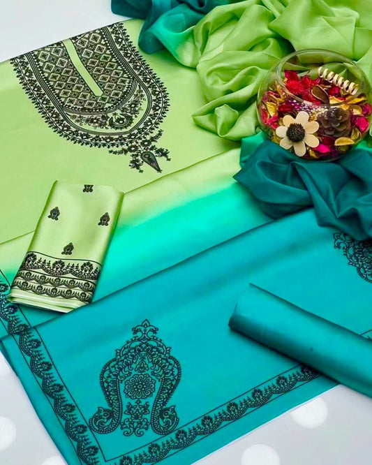 Green-Blue Gradient Tunic Set