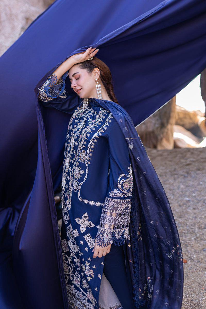 Navy Embroidered Lace Tunic Set