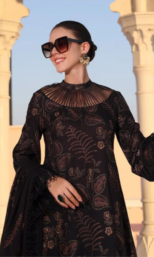 Mustard Black Embroidered Tunic Set