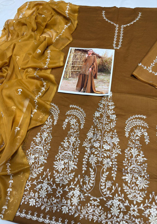 Teal Gold Embroidered Tunic Set