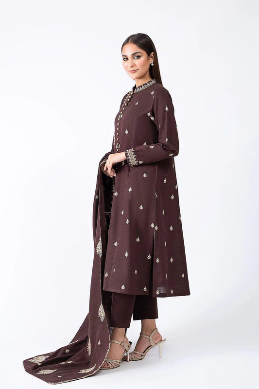 Sophisticated Embroidered Brown Ensemble