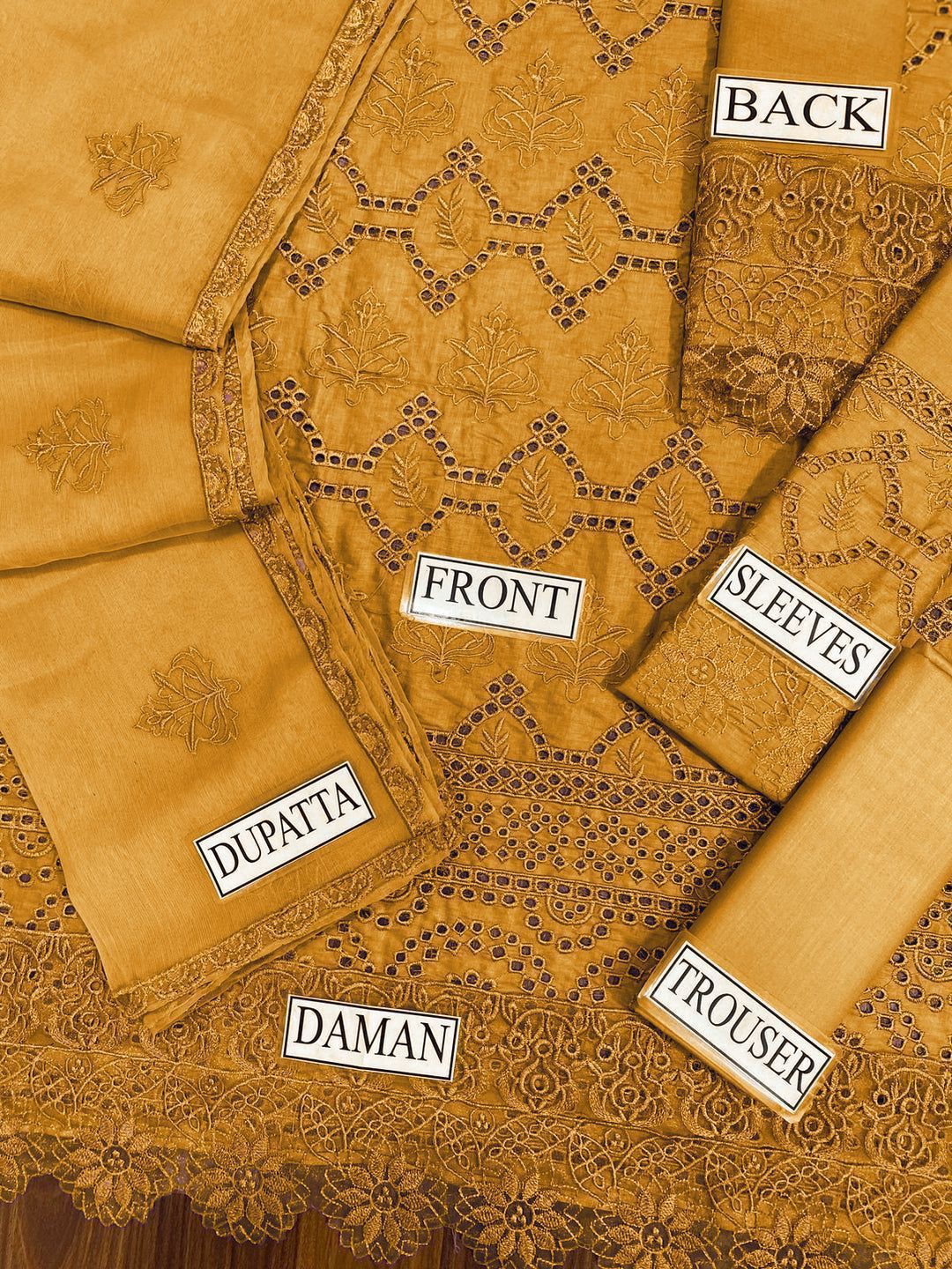 Mustard Yellow Cutwork Tunic Set