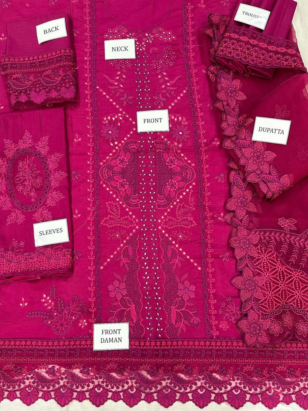 Deep Magenta Cutwork Tunic Set
