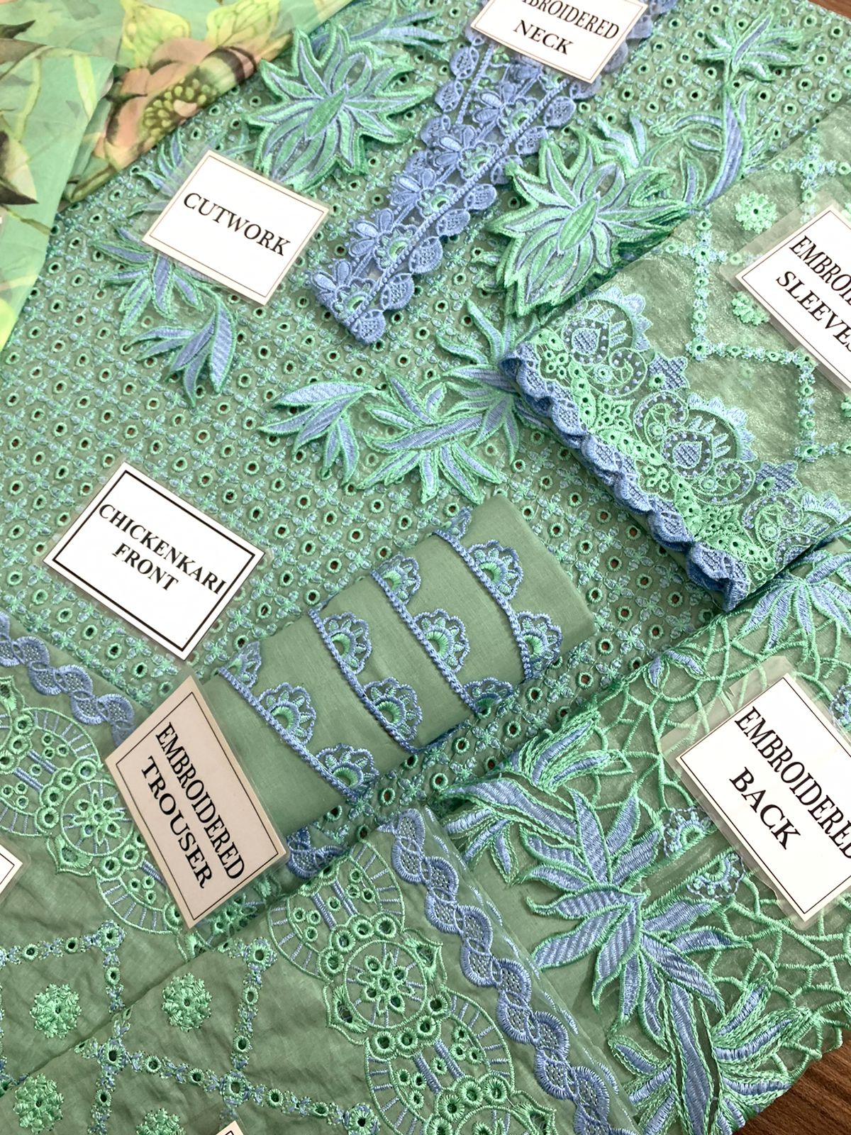 Sea Green Cutwork Tunic Set