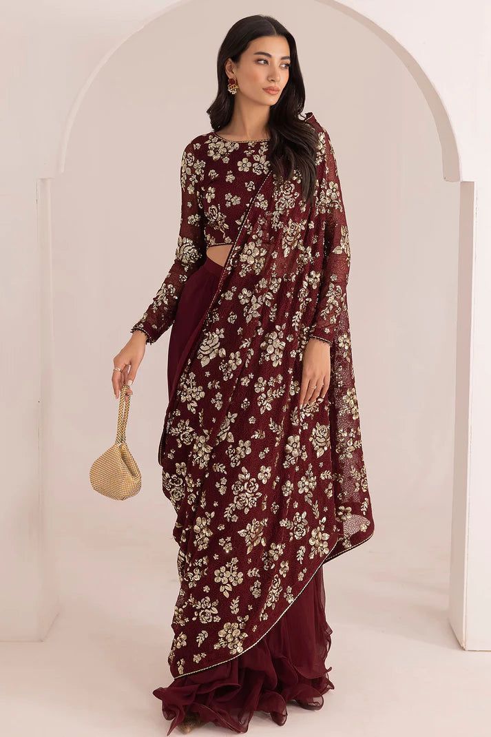 Luxury Embroidered Saree – Party & Wedding Wear | EllaCollection