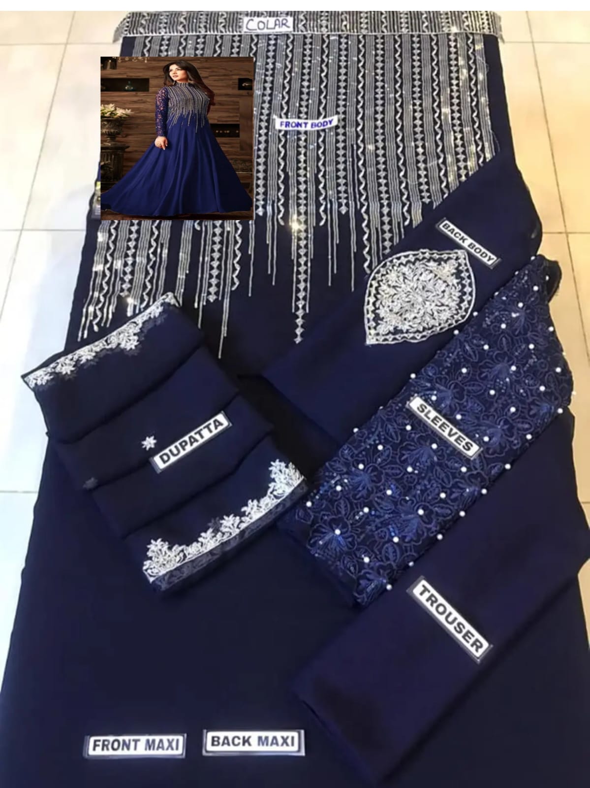 Lavender Silver Embroidered Tunic Set