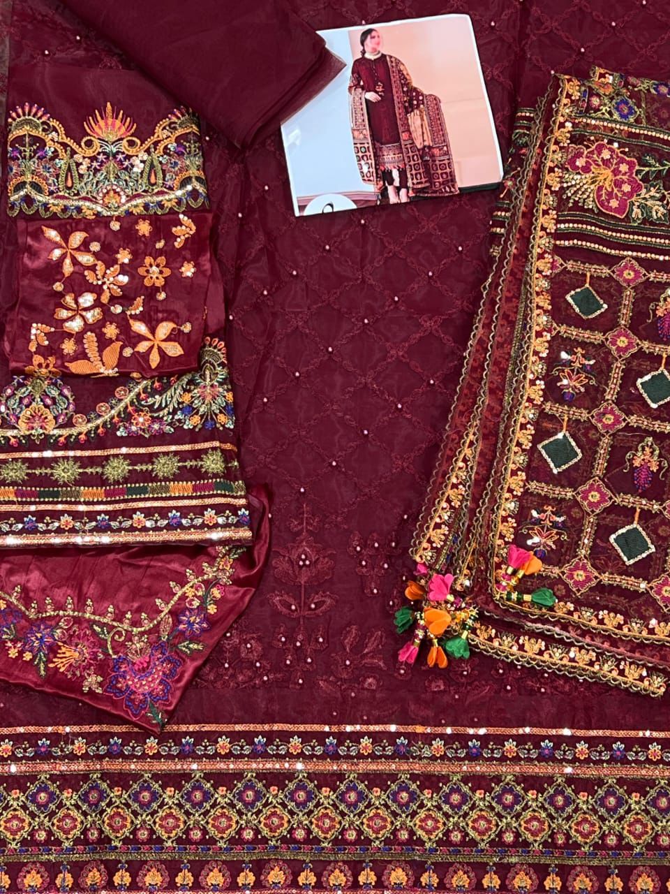 Crimson Gold Zari Tunic Set