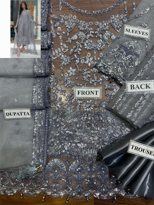 Aqua Blue Pearl Embroidered Tunic Set