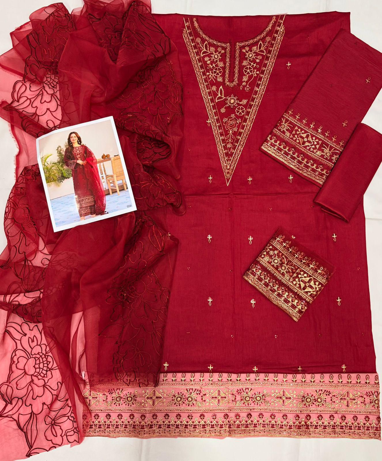 Lawn Embroidered Luxury Patch Work Unstitched 3 Piece - EllaCollection