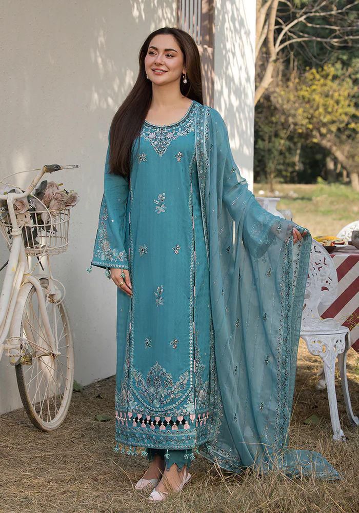 Teal Embroidered Tunic Set