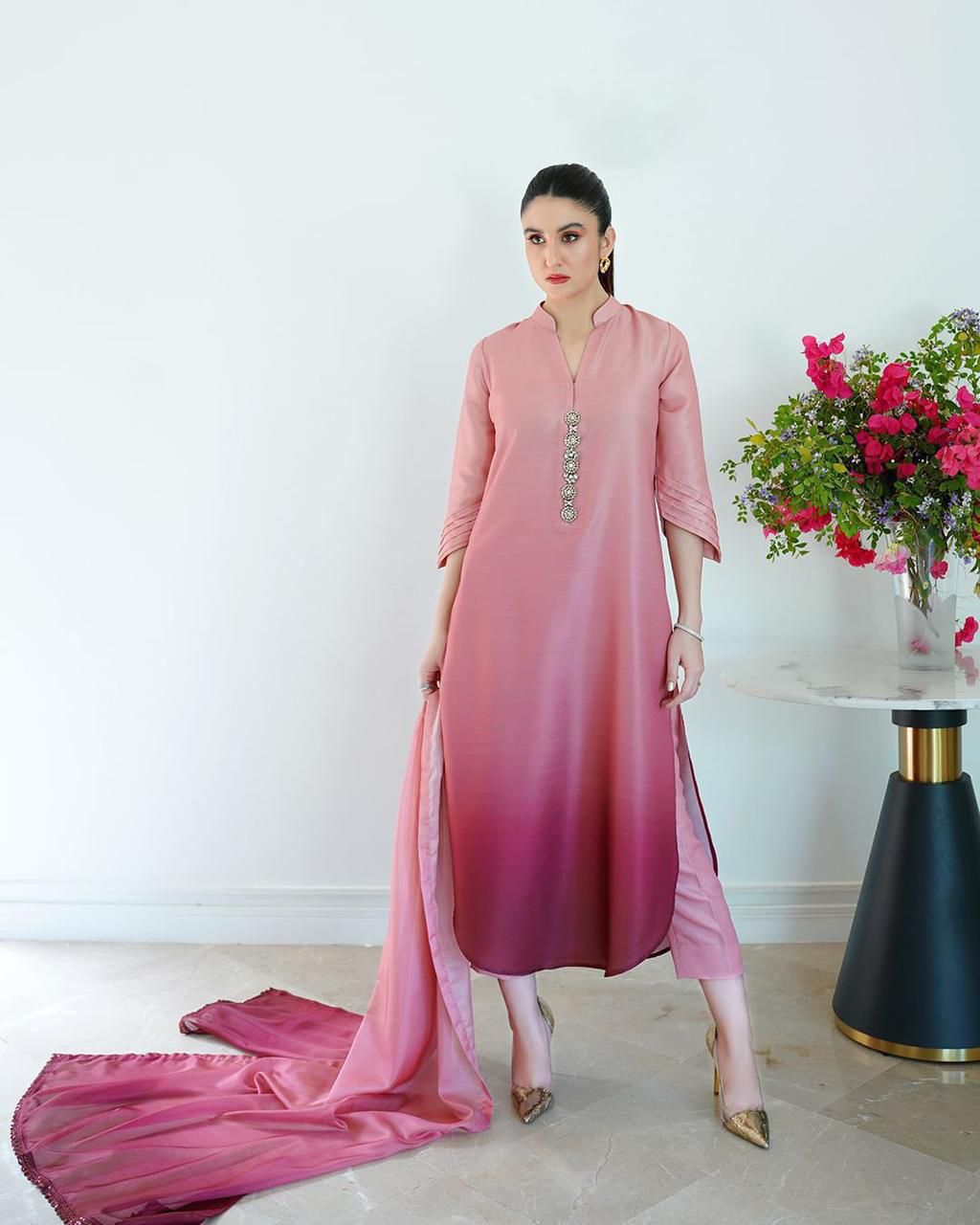 Blue Gradient Tunic Set