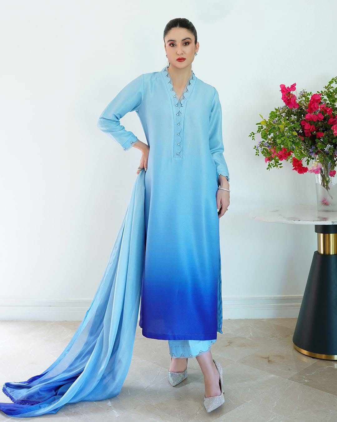 Blue Gradient Tunic Set