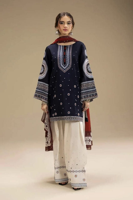 Navy Embroidered Tunic Set