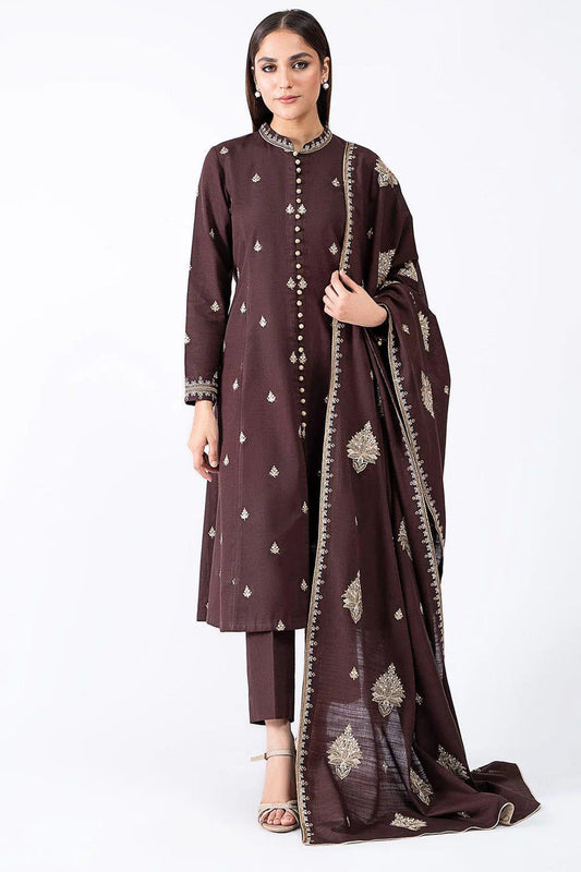Sophisticated Embroidered Brown Ensemble