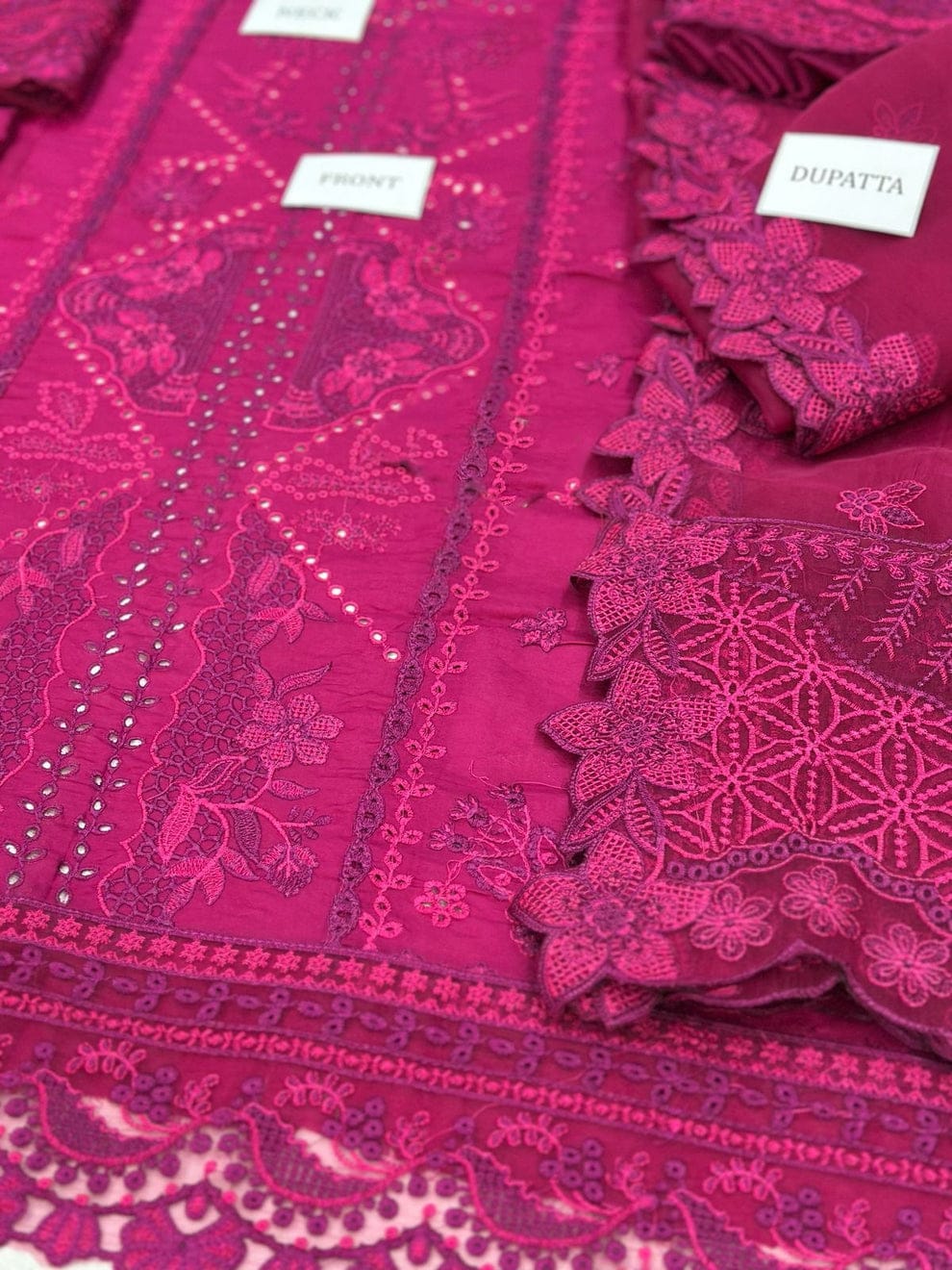 Deep Magenta Cutwork Tunic Set