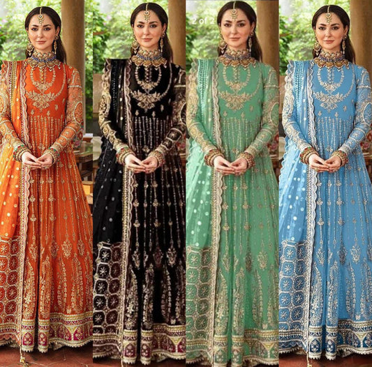 Luxury Heavy Embroidered Anarkali Dress – Wedding & Festive Wear | EllaCollection
