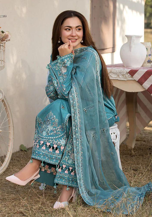 Teal Embroidered Tunic Set
